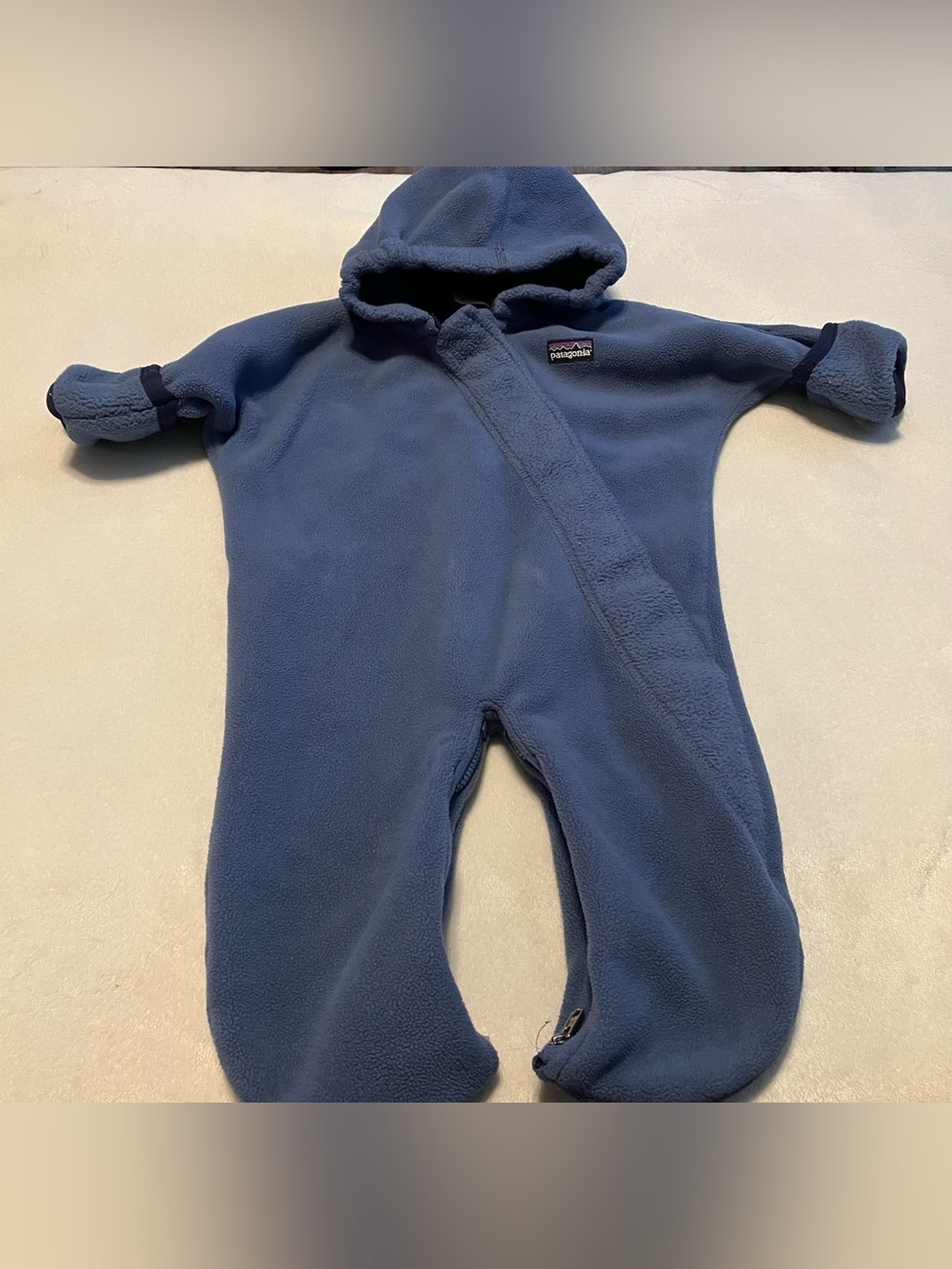 Patagonia Blue Hooded Fleece One-Piece